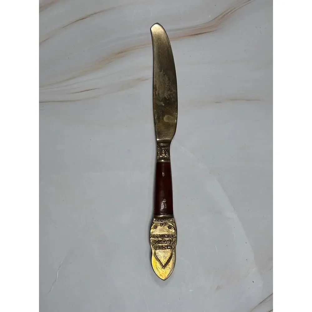 Set of 6 Vintage Thailand Siam Knife Set Rosewood Nickel Bronze 1950s